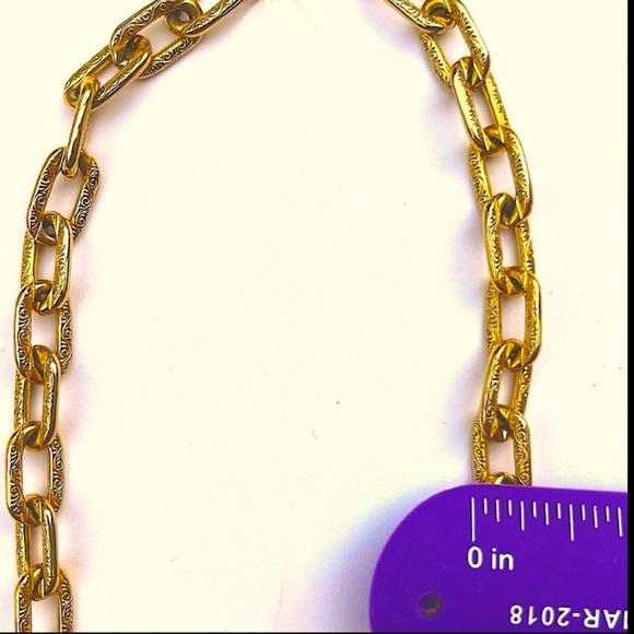 PAPER CLIP NECKLACE GOLD CHAIN 25” NEW VINTAGE MONET 1/2” x 1/4 LINKS ENGRAVED - Picture 4 of 11